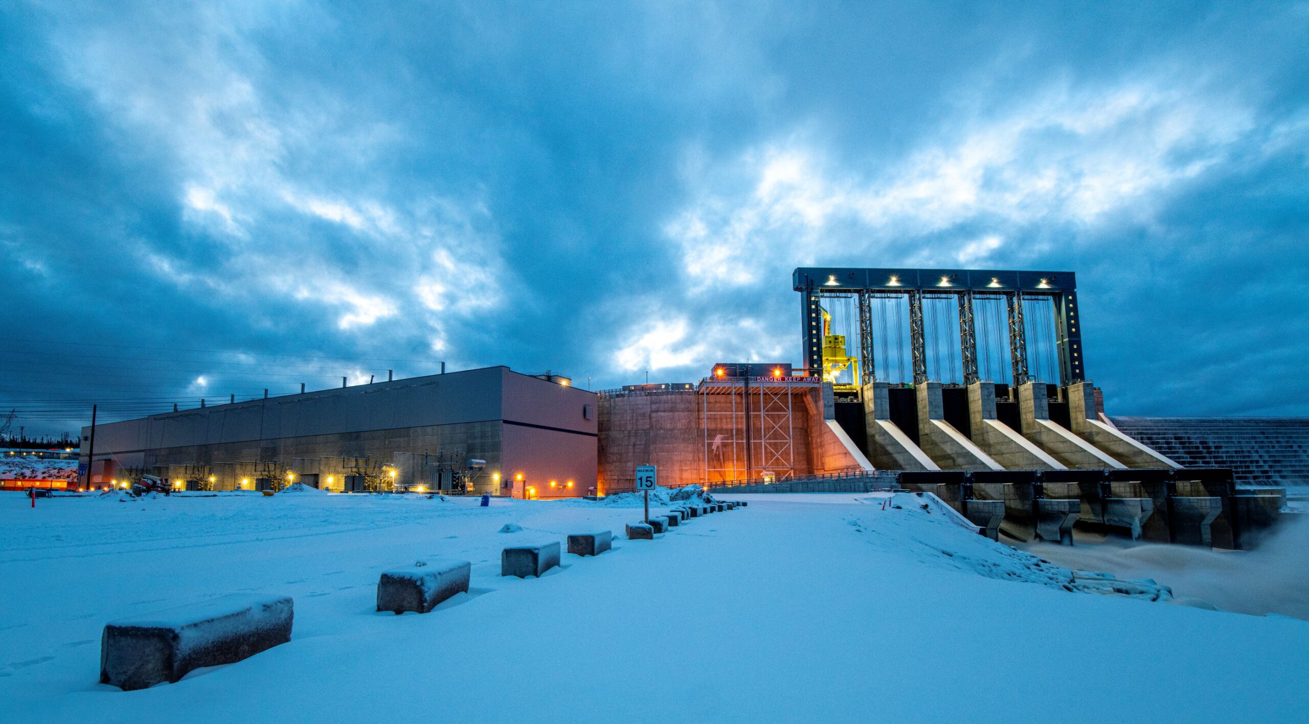 Industrial facility at dusk