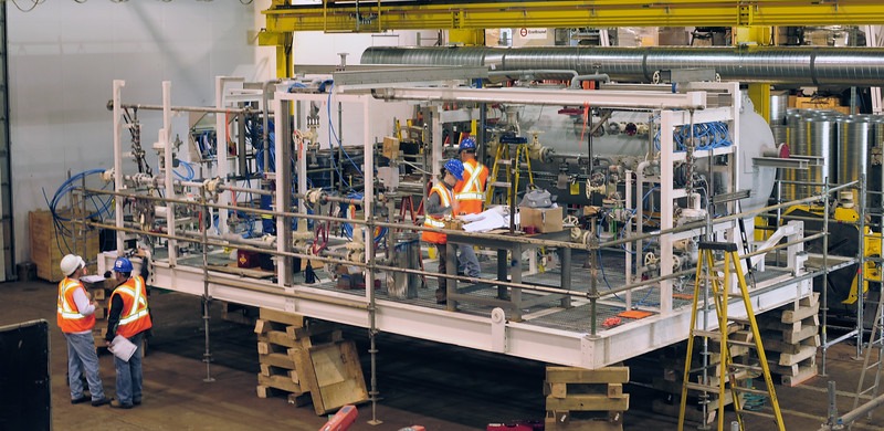 Modular skid fabrication in a fabrication shop