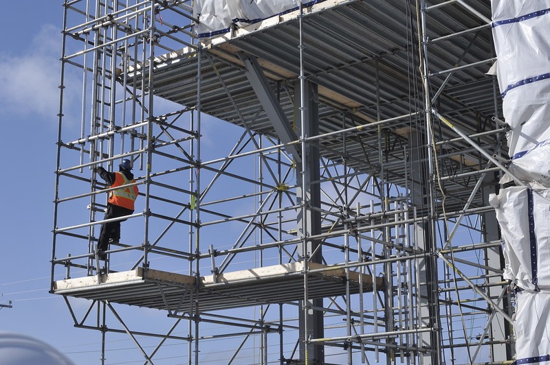 Scaffolding erected for industrial maintenance work
