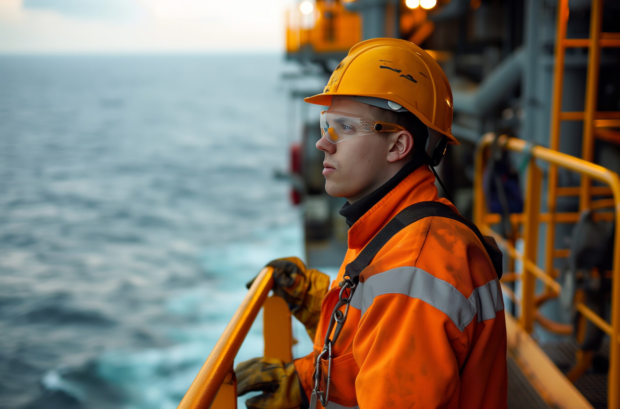 Offshore worker looking out over the ocean