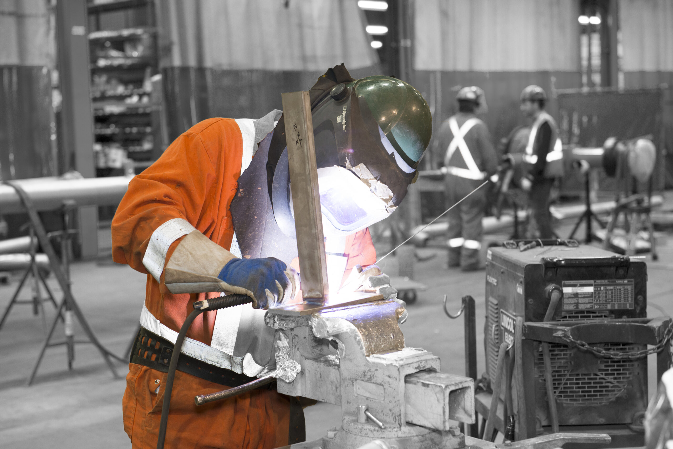 Welder working in a fabrication shop